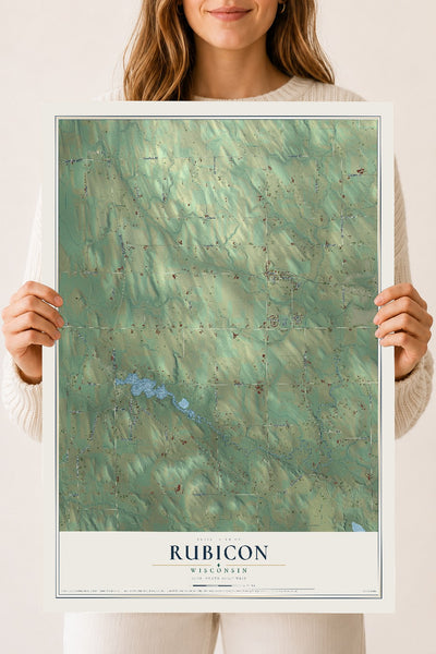 Map of Rubicon, Wisconsin, 18 x 24 inch unframed archival matte print