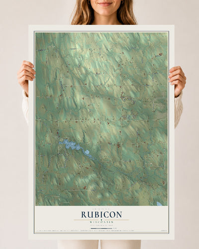 Map of Rubicon, Wisconsin, 24 x 36 inch unframed archival matte print