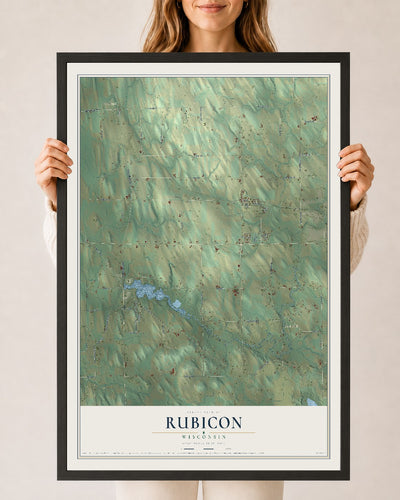 Map of Rubicon, Wisconsin, 24 x 36 inch print in a black wood frame