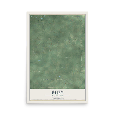 Map of Ruby, Wisconsin, 12 x 18 inch unframed archival matte print