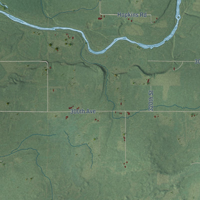 Second close-up of the map of Ruby, Wisconsin print showing more streets and buildings