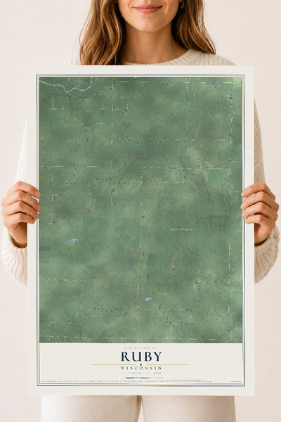 Map of Ruby, Wisconsin, 18 x 24 inch unframed archival matte print