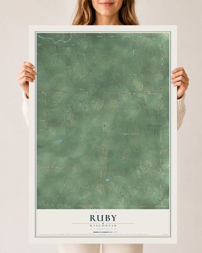 Map of Ruby, Wisconsin, 24 x 36 inch unframed archival matte print