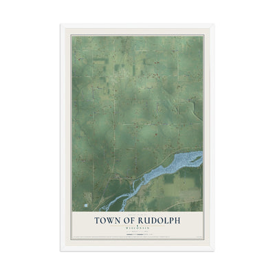 Map of the Town of Rudolph, Wisconsin, 12 x 18 inch print in a white wood frame