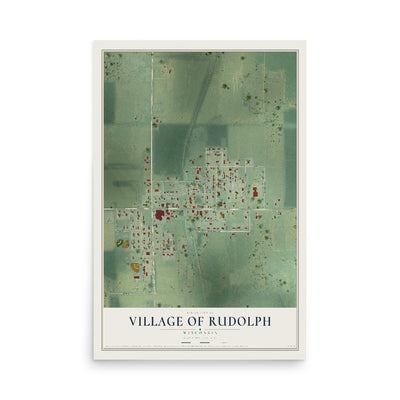 Map of Rudolph, Wisconsin, 12 x 18 inch unframed archival matte print