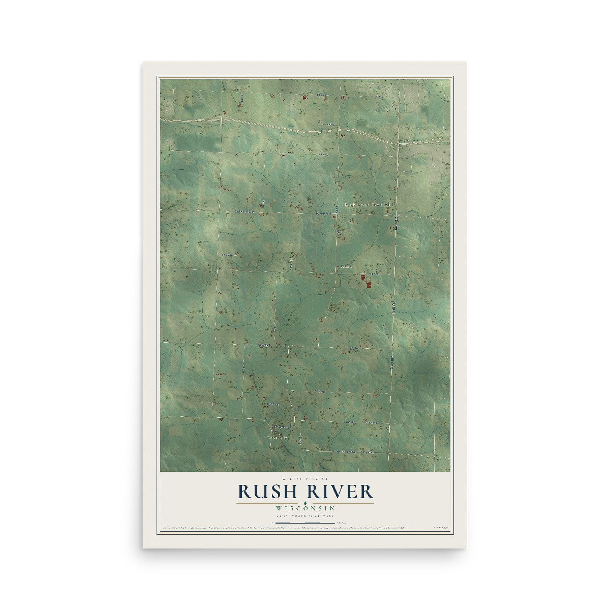 Map of Rush River, Wisconsin, 12 x 18 inch unframed archival matte print