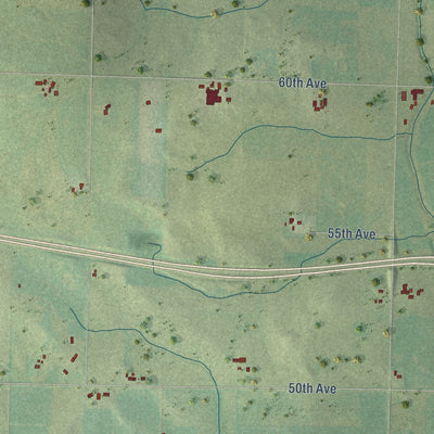 Second close-up of the map of Rush River, Wisconsin print showing more streets and buildings