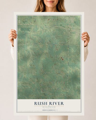 Map of Rush River, Wisconsin, 24 x 36 inch unframed archival matte print