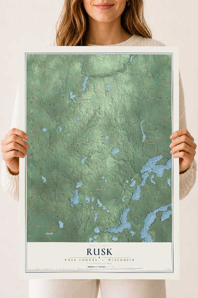 Map of Rusk, Rusk County, Wisconsin, 18 x 24 inch unframed archival matte print