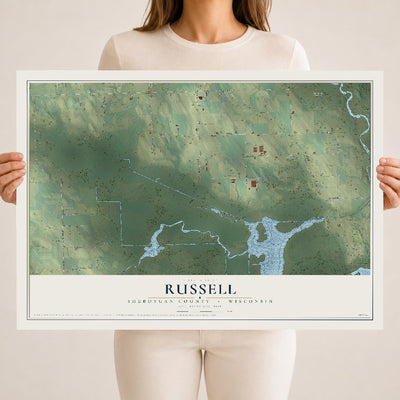 Map of Russell, Sheboygan County, Wisconsin, 18 x 24 inch unframed archival matte print