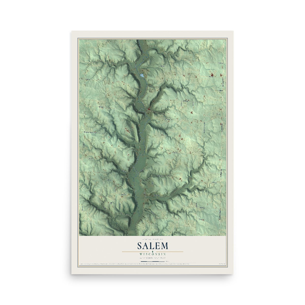 Map of Salem, Wisconsin, 12 x 18 inch unframed archival matte print