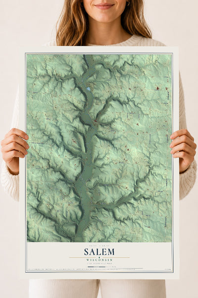 Map of Salem, Wisconsin, 18 x 24 inch unframed archival matte print