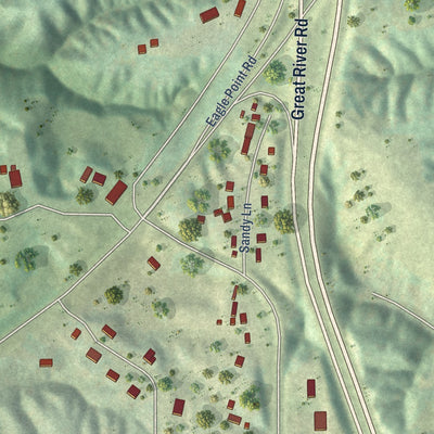 Close-up of the map of Sandy Hook, Wisconsin print showing street and building detail