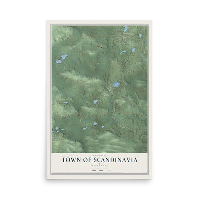 Map of the Town of Scandinavia, Wisconsin, 12 x 18 inch unframed archival matte print