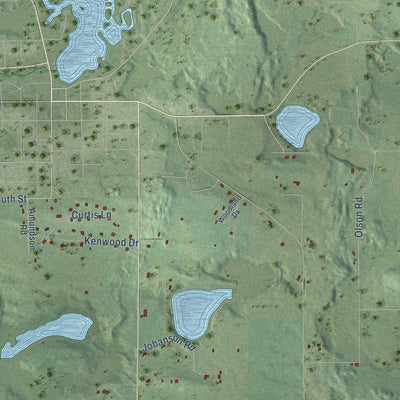 Close-up of the map of the Town of Scandinavia, Wisconsin print showing street and building detail