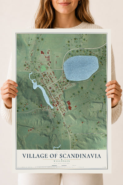 Map of Scandinavia, Wisconsin, 18 x 24 inch unframed archival matte print