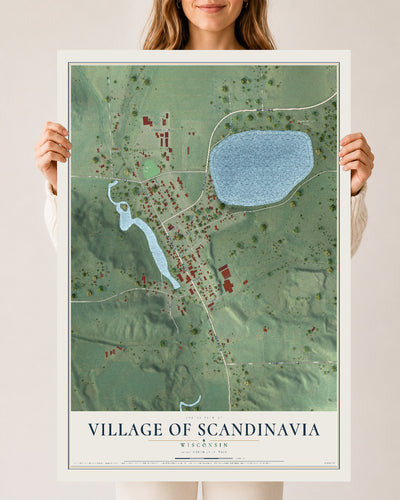 Map of Scandinavia, Wisconsin, 24 x 36 inch unframed archival matte print