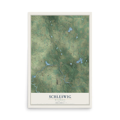 Map of Schleswig, Wisconsin, 12 x 18 inch unframed archival matte print