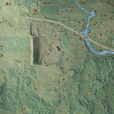Close-up of the map of Schleswig, Wisconsin print showing street and building detail