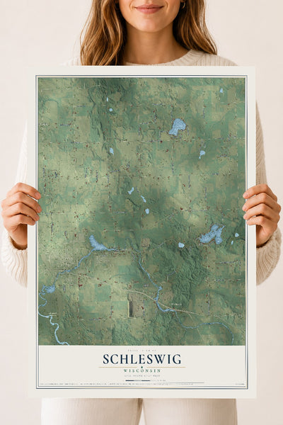 Map of Schleswig, Wisconsin, 18 x 24 inch unframed archival matte print