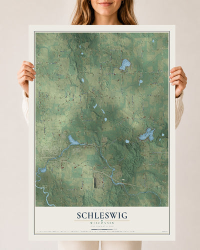 Map of Schleswig, Wisconsin, 24 x 36 inch unframed archival matte print
