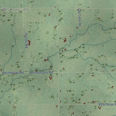 Second close-up of the map of Schley, Wisconsin print showing more streets and buildings