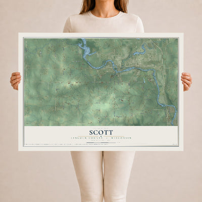 Map of Scott, Lincoln County, Wisconsin, 24 x 36 inch unframed archival matte print