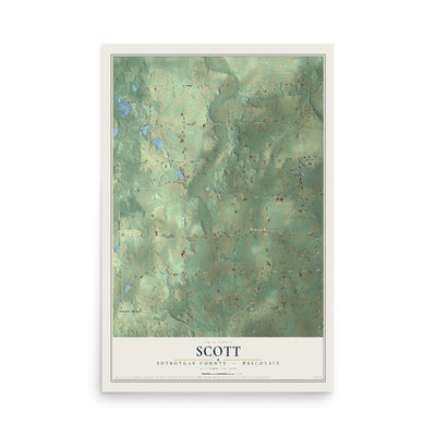 Map of Scott, Sheboygan County, Wisconsin, 12 x 18 inch unframed archival matte print