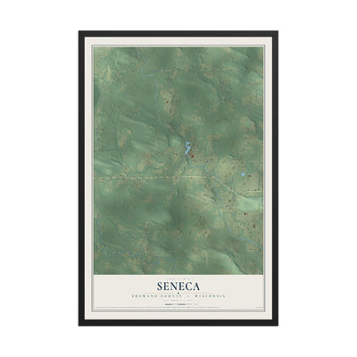 Map of Seneca, Shawano County, Wisconsin, 12 x 18 inch print in a black wood frame