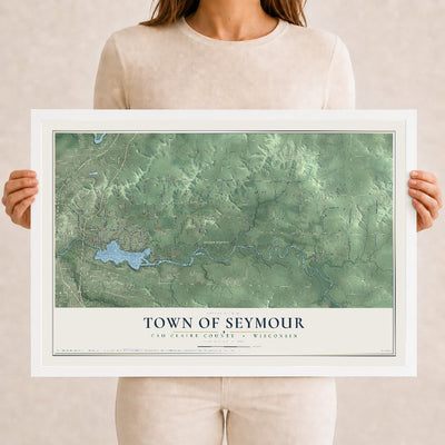 Map of the Town of Seymour, Eau Claire County, Wisconsin, 12 x 18 inch print in a white wood frame