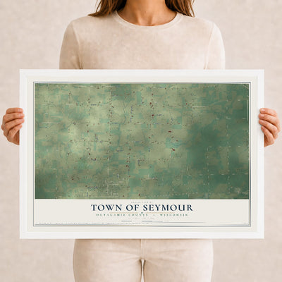 Map of the Town of Seymour, Outagamie County, Wisconsin, 12 x 18 inch print in a white wood frame