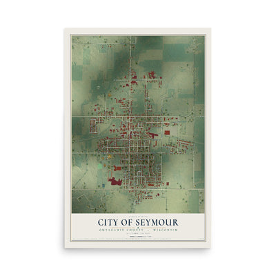 Map of Seymour, Wisconsin, 12 x 18 inch unframed archival matte print