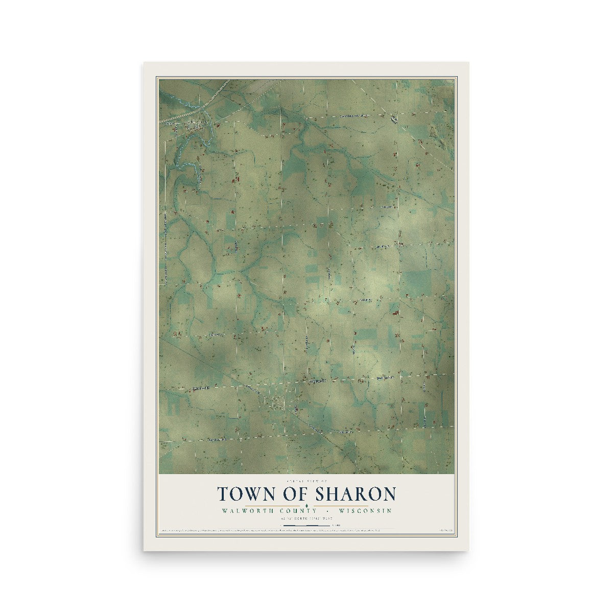 Map of the Town of Sharon, Walworth County, Wisconsin, 12 x 18 inch unframed archival matte print