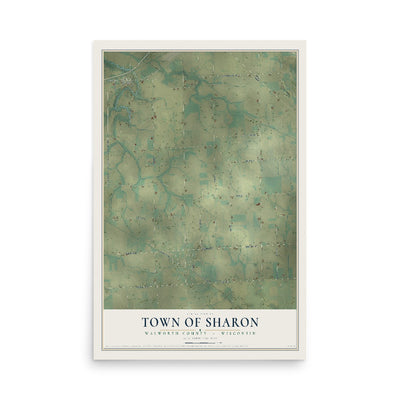 Map of the Town of Sharon, Walworth County, Wisconsin, 12 x 18 inch unframed archival matte print