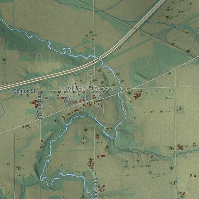Close-up of the map of the Town of Sharon, Walworth County, Wisconsin print showing street and building detail