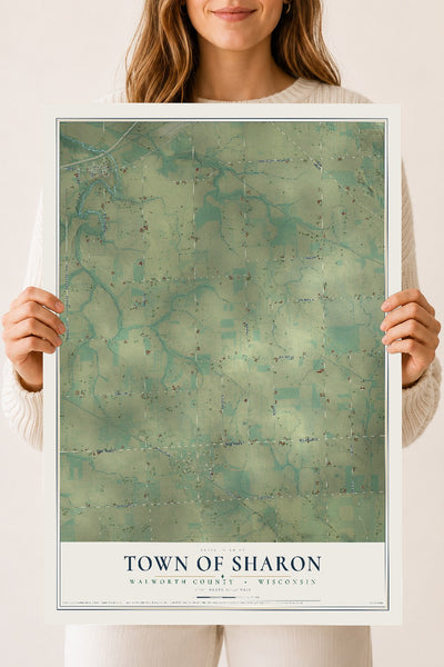 Map of the Town of Sharon, Walworth County, Wisconsin, 18 x 24 inch unframed archival matte print