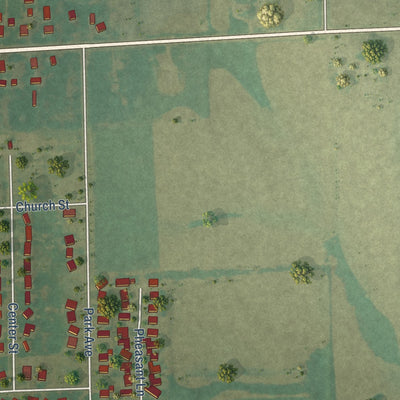 Second close-up of the map of Sharon, Wisconsin print showing more streets and buildings