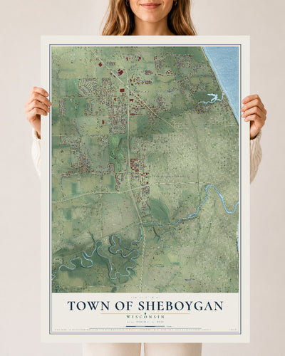 Map of the Town of Sheboygan, Wisconsin, 24 x 36 inch unframed archival matte print