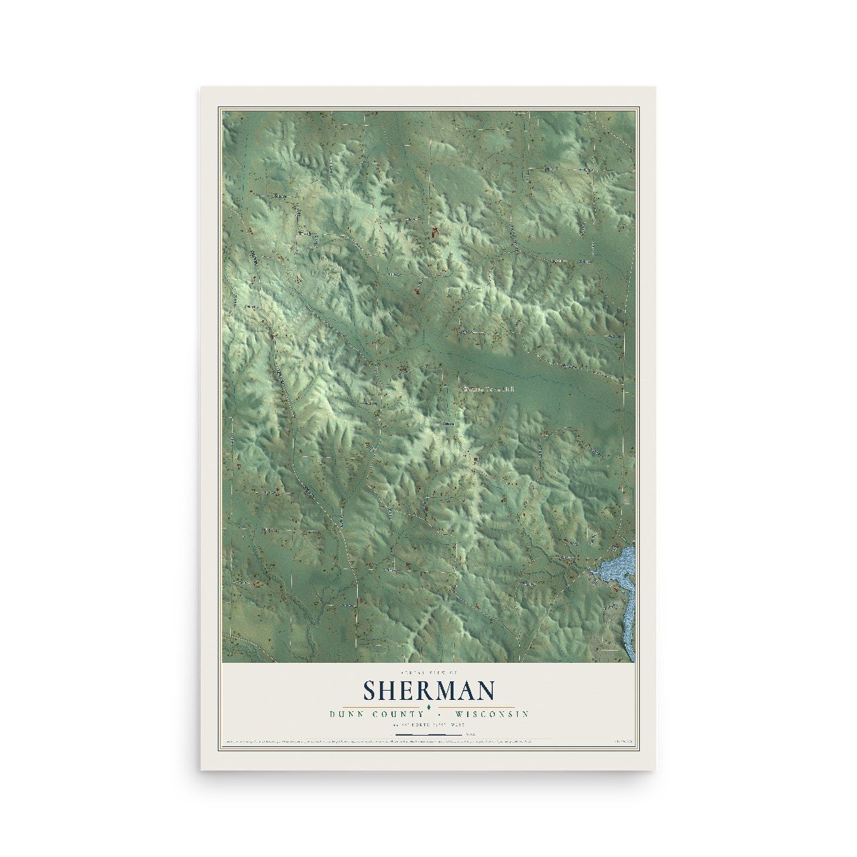 Map of Sherman, Dunn County, Wisconsin, 12 x 18 inch unframed archival matte print