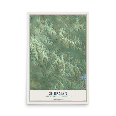 Map of Sherman, Dunn County, Wisconsin, 12 x 18 inch unframed archival matte print