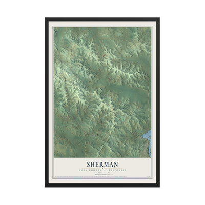 Map of Sherman, Dunn County, Wisconsin, 12 x 18 inch print in a black wood frame