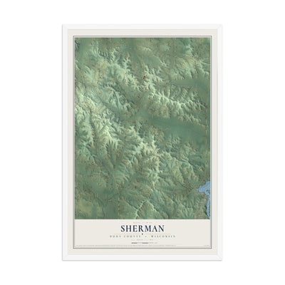 Map of Sherman, Dunn County, Wisconsin, 12 x 18 inch print in a white wood frame