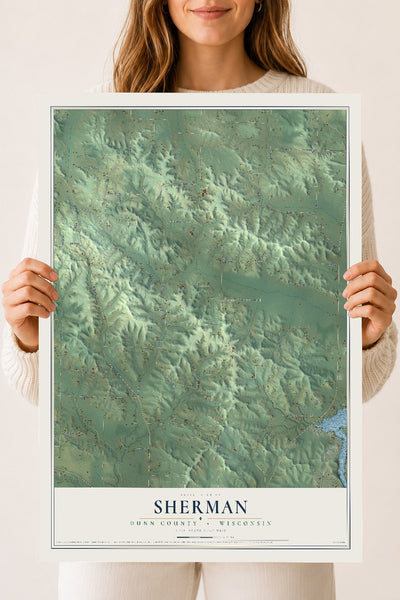 Map of Sherman, Dunn County, Wisconsin, 18 x 24 inch unframed archival matte print