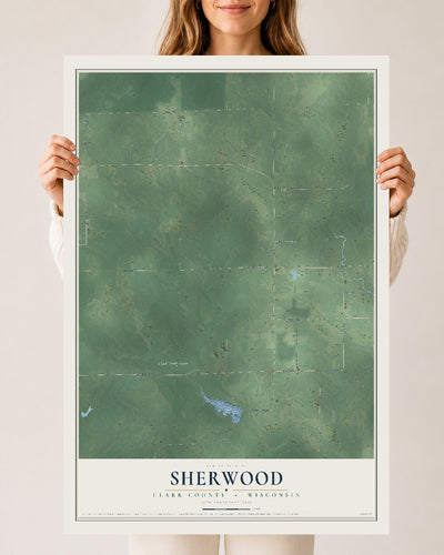 Map of Sherwood, Clark County, Wisconsin, 24 x 36 inch unframed archival matte print