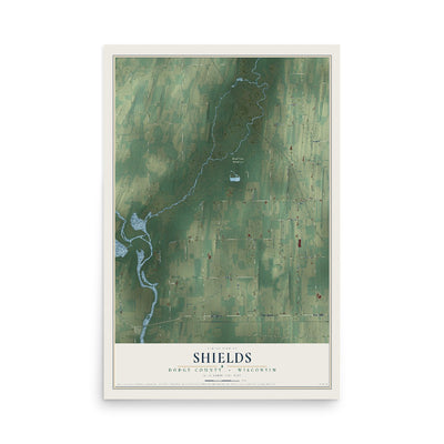 Map of Shields, Dodge County, Wisconsin, 12 x 18 inch unframed archival matte print