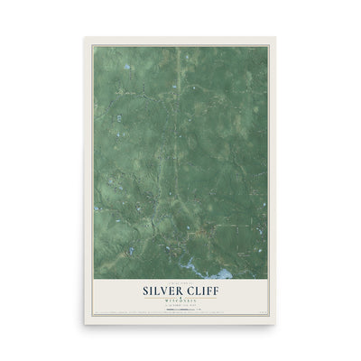 Map of Silver Cliff, Wisconsin, 12 x 18 inch unframed archival matte print