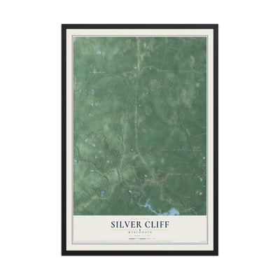 Map of Silver Cliff, Wisconsin, 12 x 18 inch print in a black wood frame