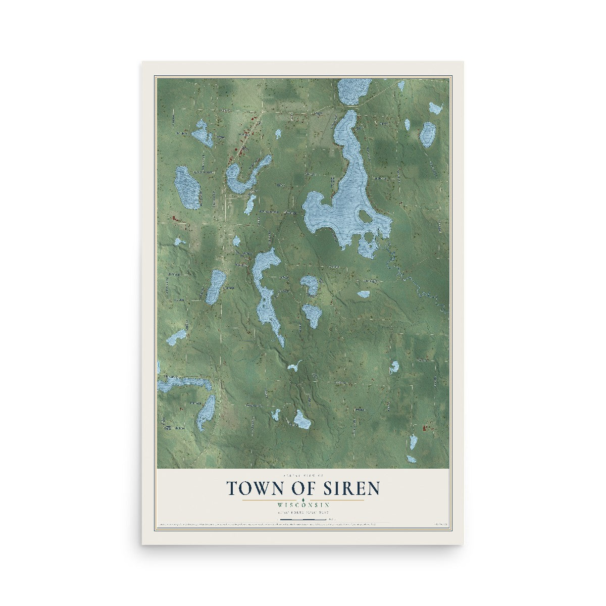 Map of the Town of Siren, Wisconsin, 12 x 18 inch unframed archival matte print