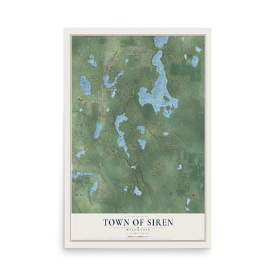Map of the Town of Siren, Wisconsin, 12 x 18 inch unframed archival matte print
