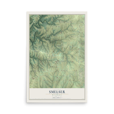 Map of Smelser, Wisconsin, 12 x 18 inch unframed archival matte print